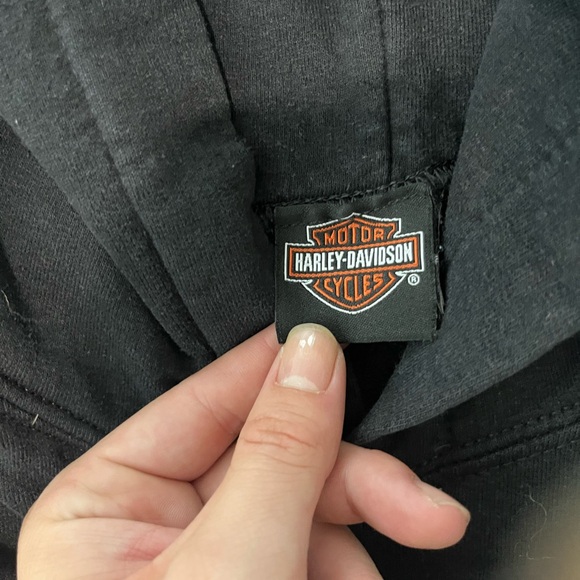 Harley-Davidson Skull Hoodie 2XL Eagle’s Nest Lathrop CA Black Biker Sweatshirt - Picture 14 of 15